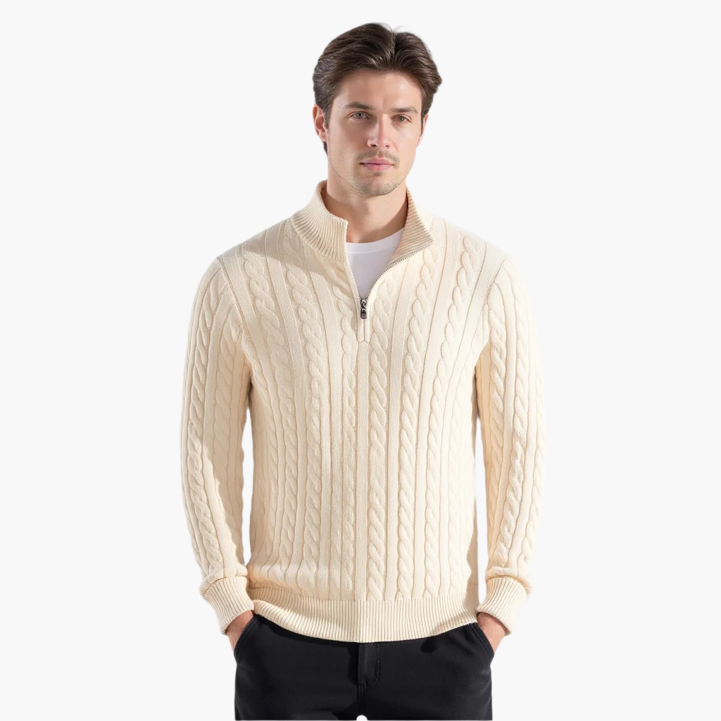 Cable Knit Half-Zip Sweater
