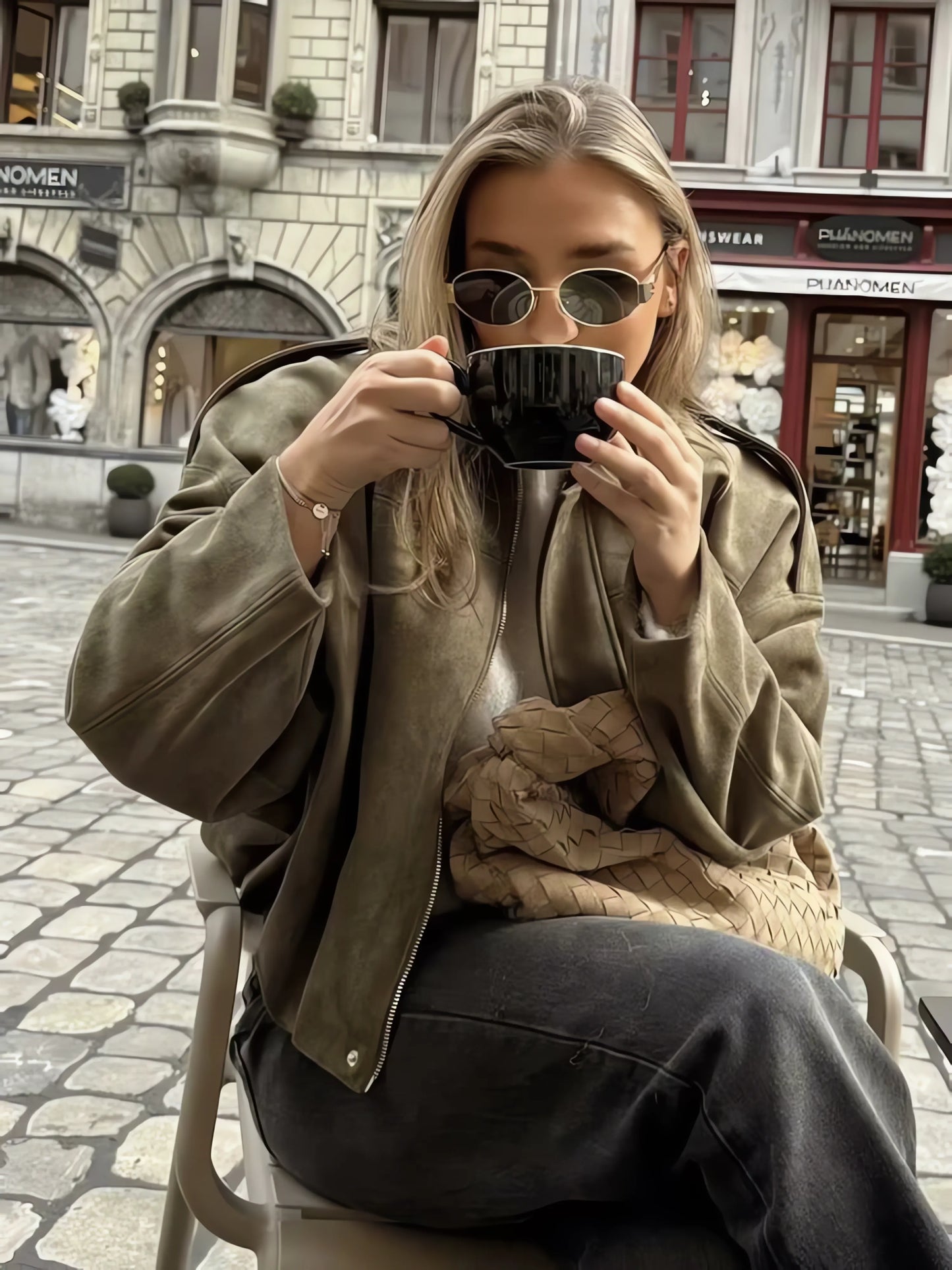 Vintage Women Oversize Bomber Jacket