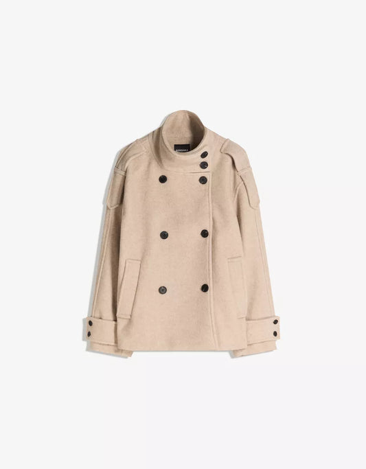 Trench coat with funnel collar