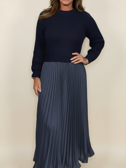 Camilla | Two-Piece Sweater & Pleated Maxi Dress