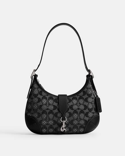 Crystal Signature Black Hamptons Hobo Bag