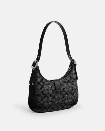 Crystal Signature Black Hamptons Hobo Bag