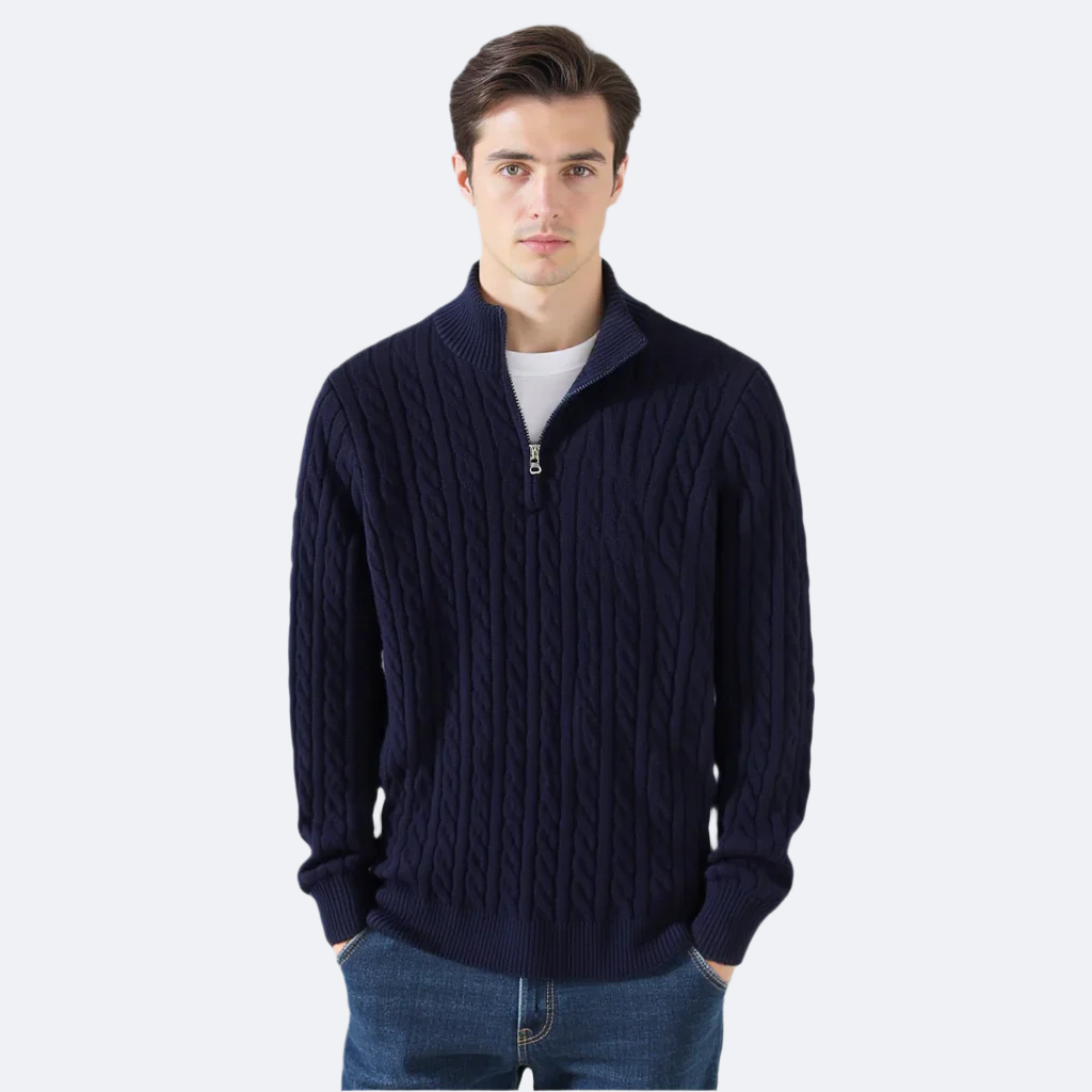 Cable Knit Half-Zip Sweater