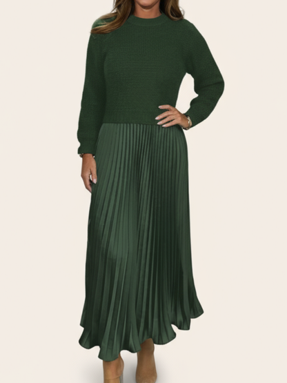 Camilla | Two-Piece Sweater & Pleated Maxi Dress