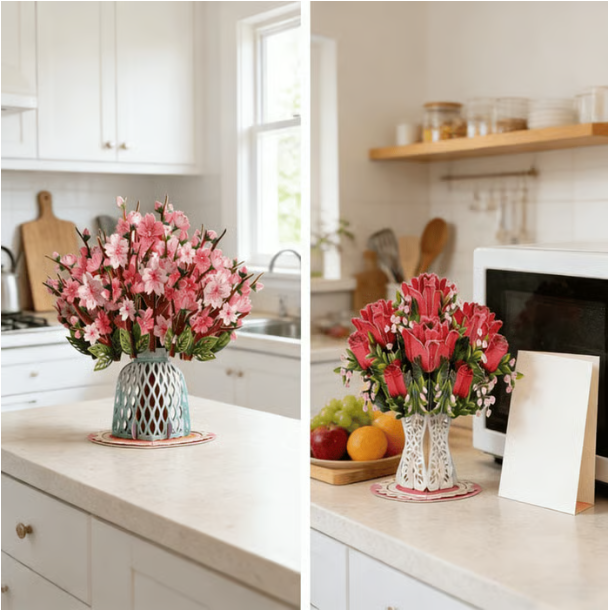 Forever-Blooming 3D Flower Pop-Up Card– Personalized Love Message & Everlasting Bloom