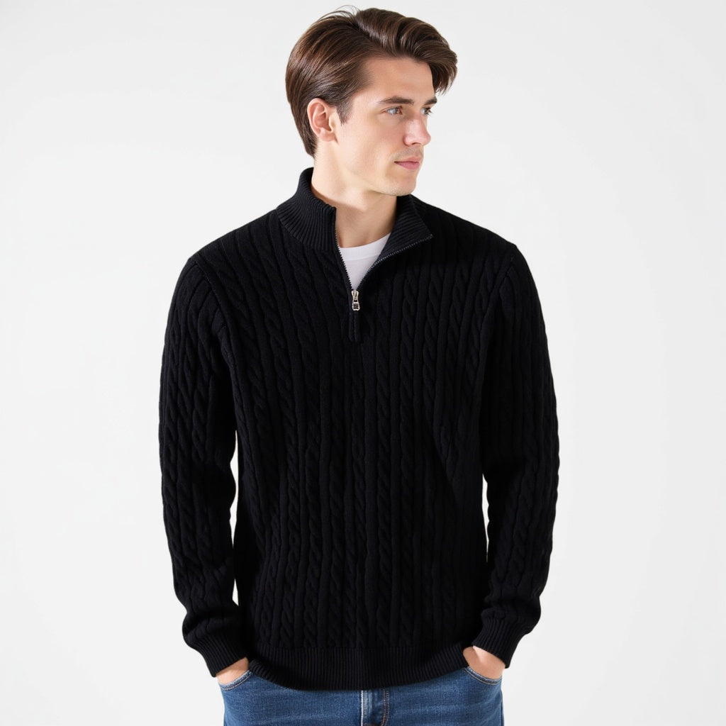 Cable Knit Half-Zip Sweater