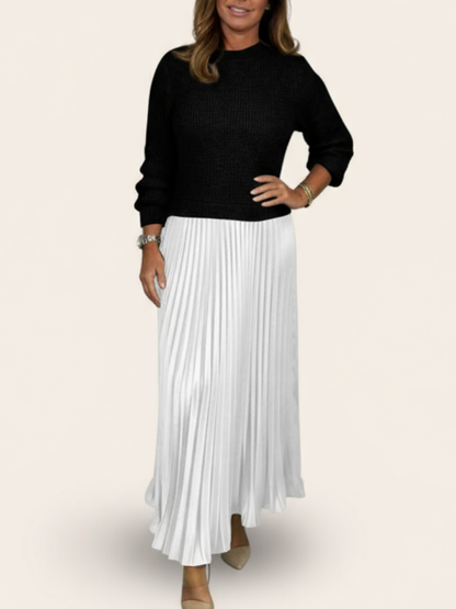 Camilla | Two-Piece Sweater & Pleated Maxi Dress