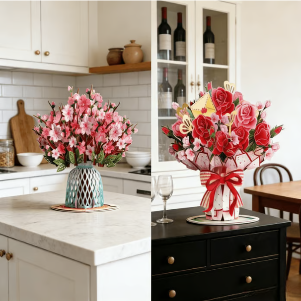 Forever-Blooming 3D Flower Pop-Up Card– Personalized Love Message & Everlasting Bloom