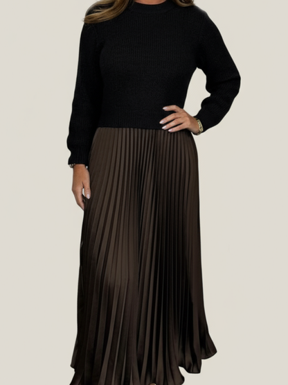 Camilla | Two-Piece Sweater & Pleated Maxi Dress