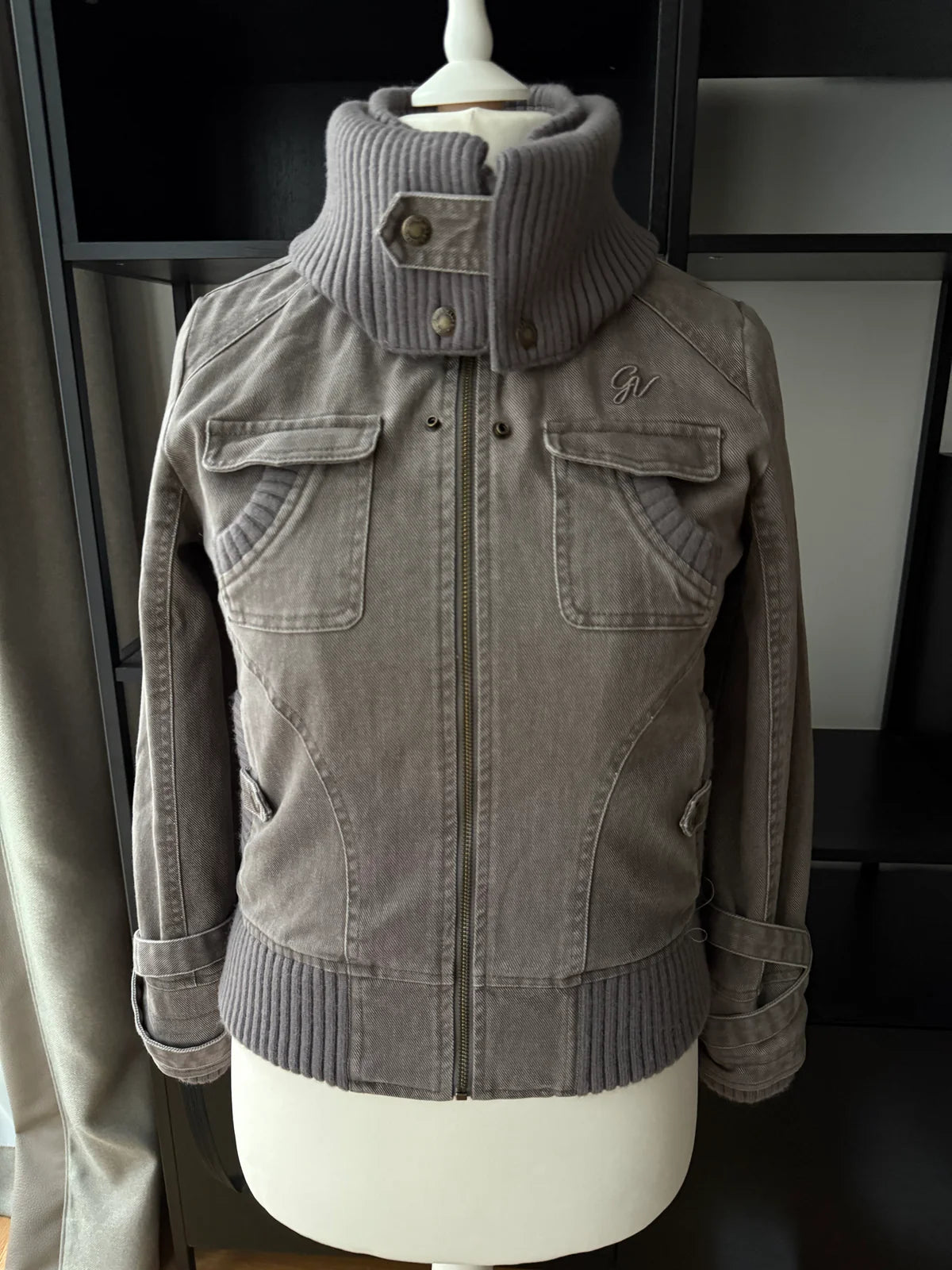 2000s Ribbed collar cargo jacket