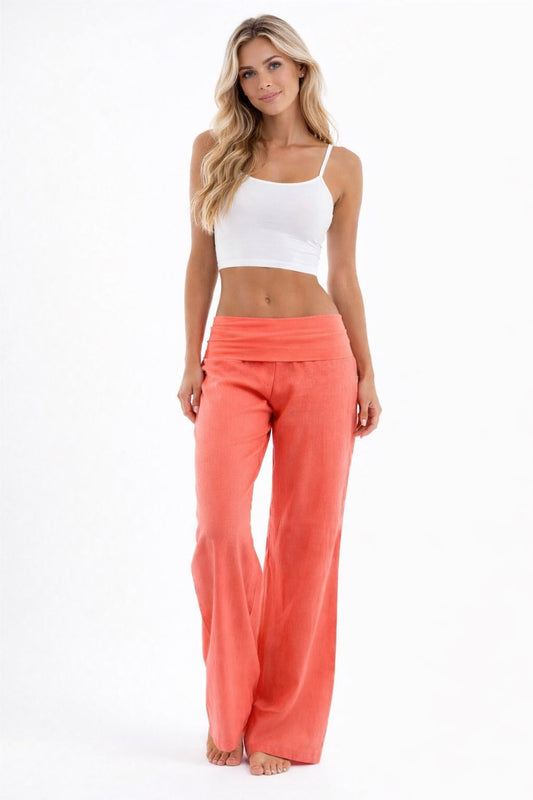 Coral Foldover Trousers