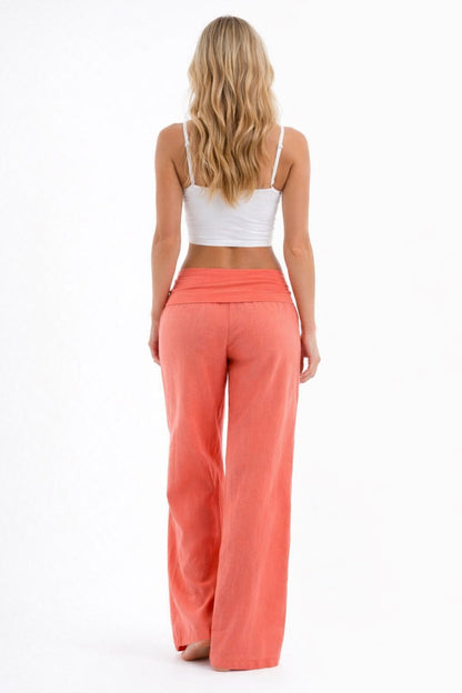 Coral Foldover Trousers