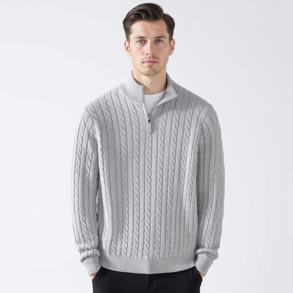 Cable Knit Half-Zip Sweater