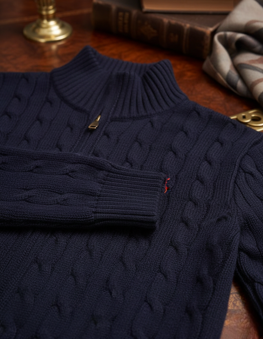 Cable Knit Full Zip Jumper