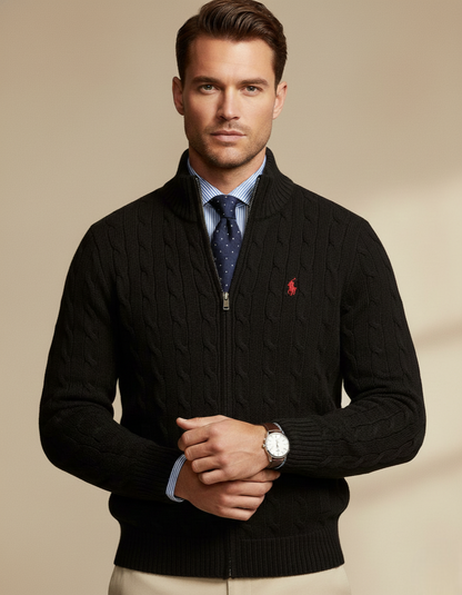 Cable Knit Full Zip Jumper