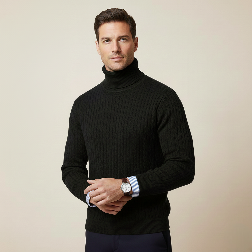 Classic Ribbed Turtleneck for Men — Elegant Winter Knit