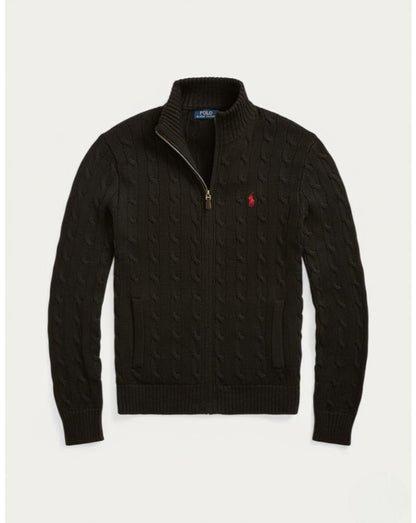 Cable Knit Full Zip Jumper
