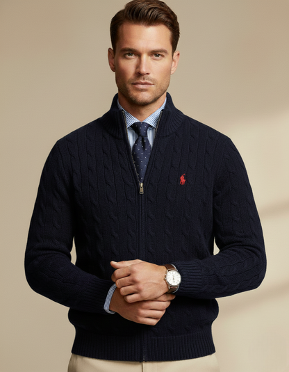 Cable Knit Full Zip Jumper