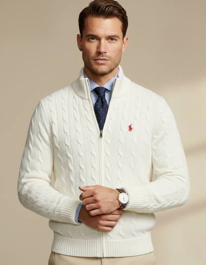 Cable Knit Full Zip Jumper