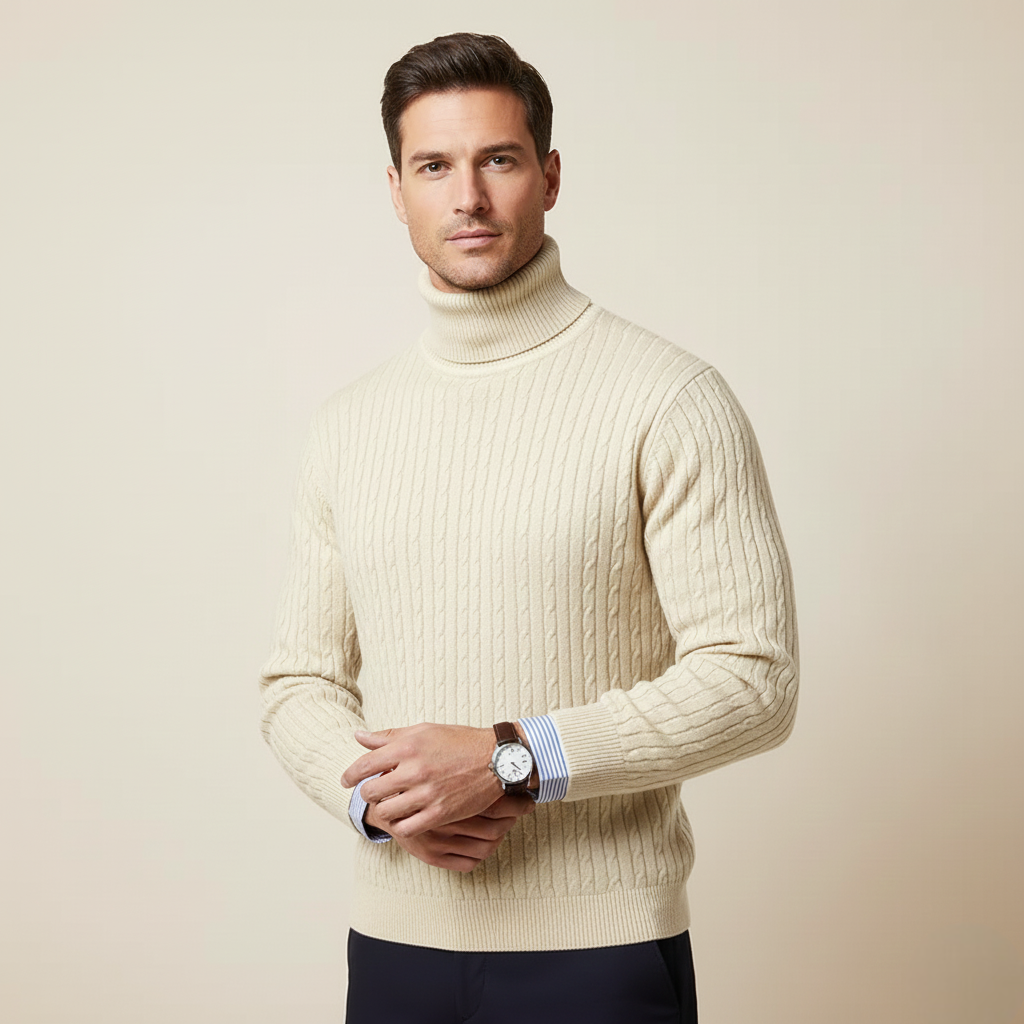 Classic Ribbed Turtleneck for Men — Elegant Winter Knit