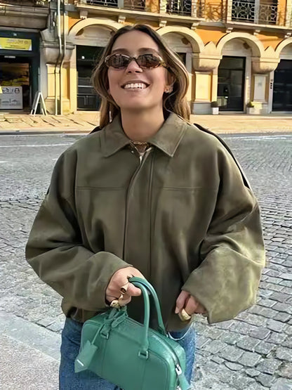 Vintage Women Oversize Bomber Jacket