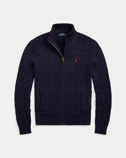 Cable Knit Full Zip Jumper