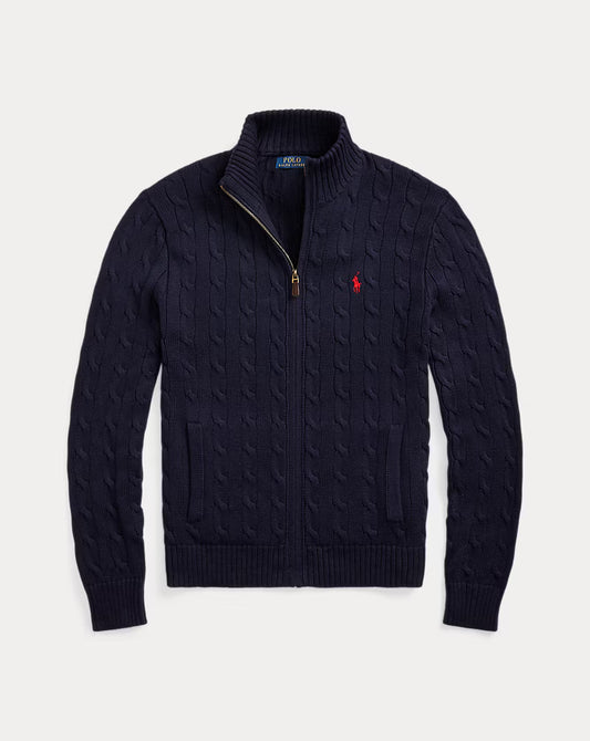 Cable Knit Full Zip Jumper